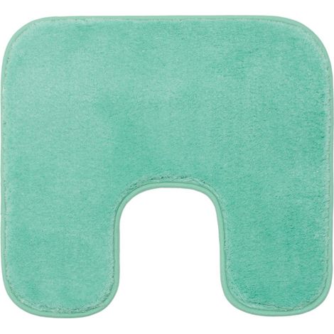 Tapis de Bain Antidérapant avec découpe, RIO, 100% microfibres, Idéal comme tapis de WC pour toilettes au sol, 50 x 45 cm - Menthe (1/5)