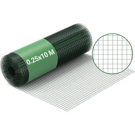 Wiltec Rete da voliera verde Maglie quadrate 12x12mm Rotolo da 25m alto 100cm In acciaio zincato