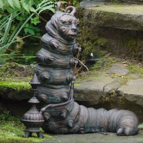 Statue Jardin Alice au Pays des Merveilles, Chenille Résine Ornement Extérieur Intérieur Cadeaux Occasion Fée Art Déco Finition à la Main
