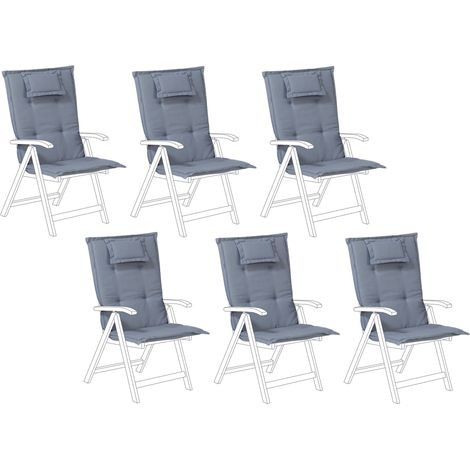 Conjunto de 6 cojines para silla de jardín azul asiento respaldo comodidad descanso Java/Amantea (1/5)