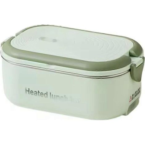 Boîte à lunch électrique portable 220 V, prise européenne, 1 L, en acier inoxydable, chauffe-plats vert (1/5)