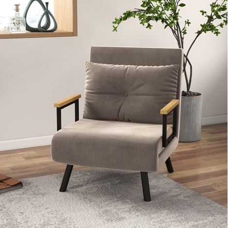 Sofá cama sillón acero gris claro 63 x 73 x 81 cm OKMYHOME (1/3)