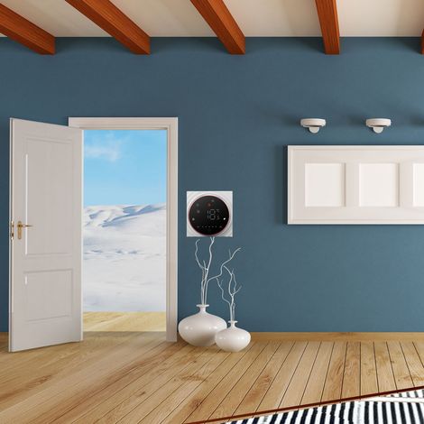 Kabelloser Smart-Thermostat, Smart-Home-Thermostat, programmierbarer Temperaturregler, Warmwasser-Regelventil, AC95240V, quadratischer Sockel, schwarz. (1/5)