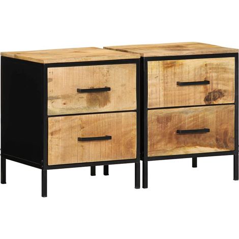 Armario de Noche con cajón 2 pcs Marrón y negro 40 x 35 x 50 cm