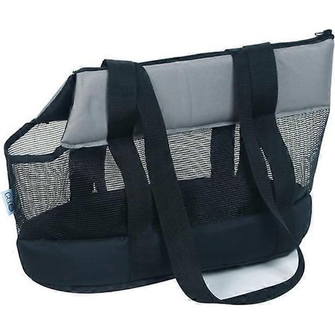 Sac à transport portable pour chat, grand sac de voyage pour animaux de compagnie, filet aéré, capacité XL, noir, avec sangle de sécurité réglable. (1/4)
