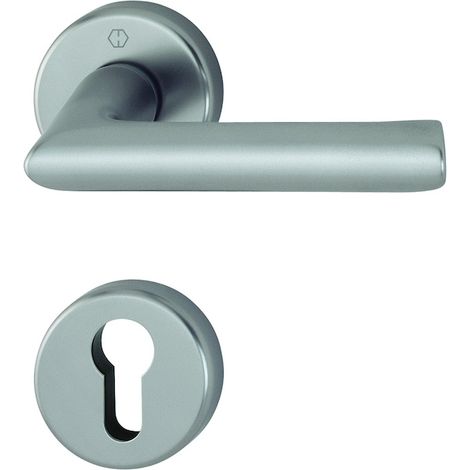 Ensemble sur rosace CONFLUENCE avec béquille - 35/45 mm - clé I - finition inox - HOPPE
