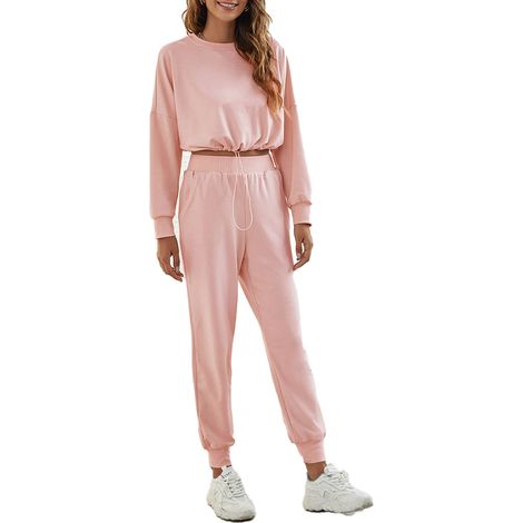 Survêtement Femme - Pantalon À Manches Longues Et Ceinture Couleur Rose - Taille M - Ensemble 2 Pièces (1/5)