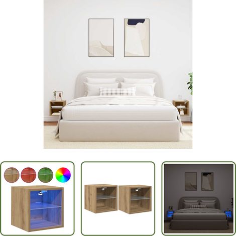 LED-Leuchten - TV-Wandschränke mit LED-Leuchten 2 Stk. Artisan-Eiche (1/5)