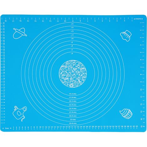 Rouleau à pâtisserie en silicone épais avec échelle, tapis de cuisson pour pâtisserie DIY, bleu 40x50 cm