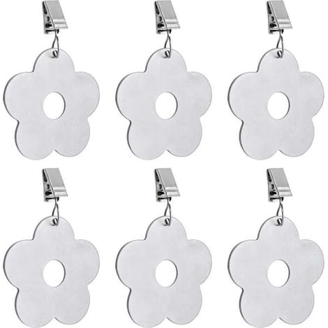 Lot de 6 poids pour nappe, poids pour table d'eau avec pinces, clochettes, pendentif, idéal pour pique-nique, fête, maison, jardin et extérieur. (1/4)