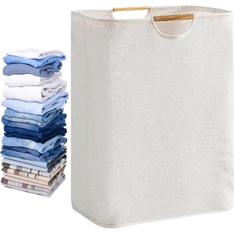 Cesto de ropa independiente de 80 litros con asa, cestas de ropa plegables para dormitorios y familias, cestas de ropa plegables para ropa, juguetes y toallas, gris claro