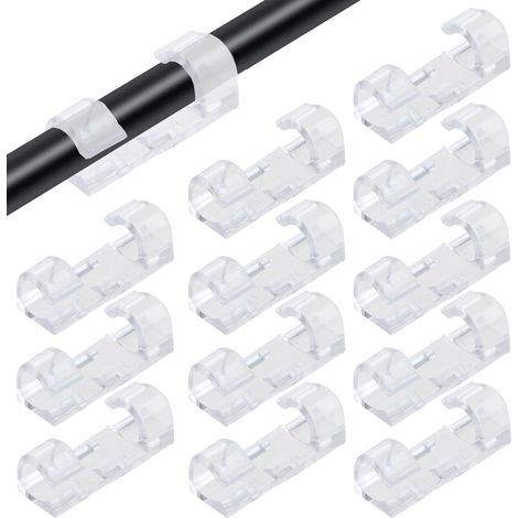 100 clips de câble transparents adhésifs - Organisation câbles TV, PC, bureau - Gestion câbles Ethernet et ordinateur - Solution rangement durable (1/5)