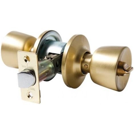 Bouton de porte tulipe laiton mat – Verrouillage double action – Pour portes 33 à 52 mm – Ergonomique – Résistance anticorrosion 96h – Azbe (1/8)