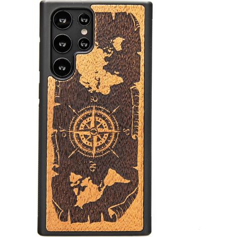 Custodia in legno per Samsung Galaxy S22 Ultra - Rosa dei venti Merbau (1/4)
