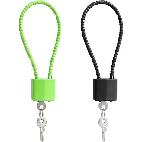 Lot de 2 cadenas en corde d'acier avec clés - Cadenas à câble avec clé - 28 mm - Cadenas à anse longue robuste avec 3 clés pour poubelle à roulettes, vélo, valise, portail, casier de gym (1/5)