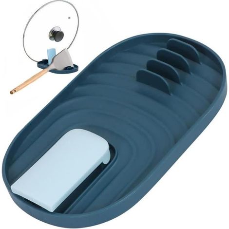 Petit Égoutoir Compact Multifonction - Support de Couvercle et Rangement Ustensiles à Bord Surélevé - 18x11,5x1,5cm (1/4)