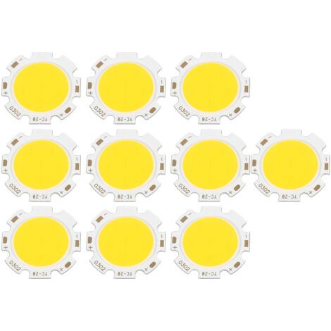 Rosvola 10 pièces ronde COB 3 W haute puissance puce LED ampoule lampe lumière blanc chaud (1/5)