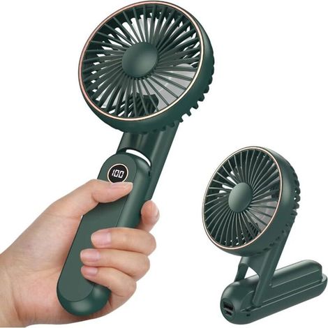 Mini ventilateur portable rechargeable USB 2500 mAh – 5 vitesses, conception pliable & affichage batterie (1/5)