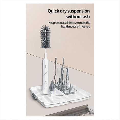 Ensemble de brosses de nettoyage de biberons rechargeables et automatiques avec égouttoir (1/5)