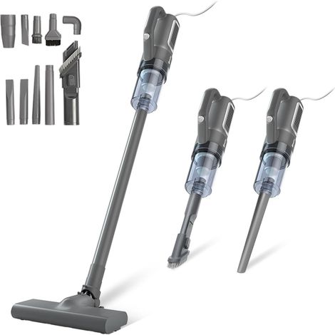 Aspirateur Balai Filaire, Léger 9 en 1 Aspirateur à Main, Moteur ECO, Filtre HEPA, Adapté aux Sols Durs/Poils d'animaux/Voiture, Réservoir de 500ml, 16000Pa, Gris (1/5)