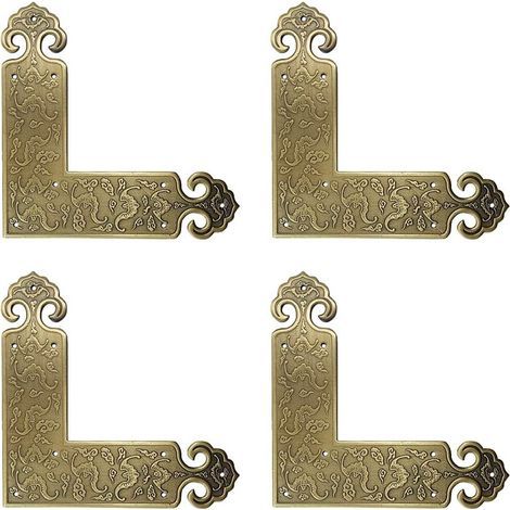 Ensemble de 4 protège-coins décoratifs en laiton antique pour meubles de table et de chaise (1/5)