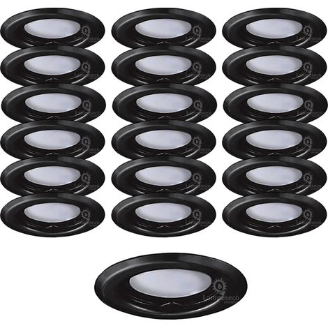 Lampesecoenergie – Lot de 20 spots encastrables fixe noir mat – GU10 LED 5W équivalent 50W – Blanc chaud 3000K – Diamètre d'encastrement 79mm (1/4)