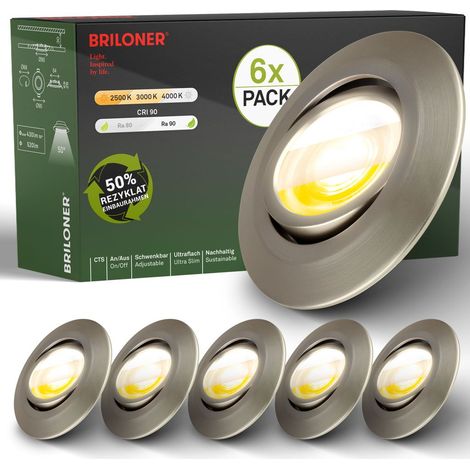6er Set LED Einbaustrahler 230V LED Einbauleuchten Spots schwenkbar CTS Ra90
