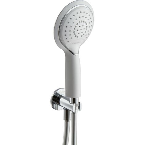 Set de douche PaulGurkes blanc chrome avec support de douche et flexible de 150 cm