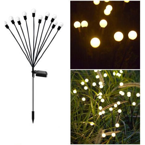 BUNTHAUS Lampes solaires d'extérieur, 2 pièces 10 LED, lumières lucioles solaires pour jardin, balcon, lumière solaire extérieure, décoration de jardin, étanche IP65 (1/5)
