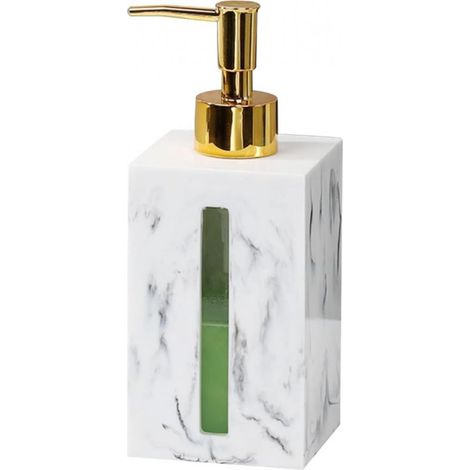 (Blanc)Distributeur De Savon pour Salle De Bain avec Pompe en Métal 500 ML,Distributeur carré de Savon pour Les Mains et de Lotion pour comptoir de Salle de Bain,Distributeur À Pompe Vide (1/4)