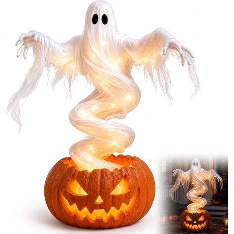 Drehbare Halloween Kürbislampe Geister Gartenbeleuchtung extérieur décoration (1/5)