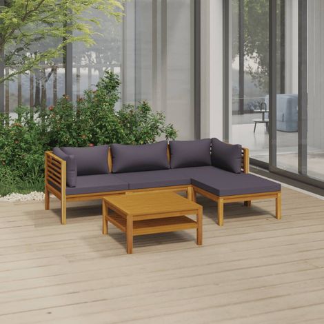 FIMEI Salon de jardin 5 pcs avec coussin Bois d'acacia solide (1/5)