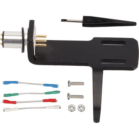 Headshell - Universel pour Platine Vinyle - Montage Simple - Câblé 4 Fils Couleur - Aluminium - Compatible Têtes MM/MC - 1 Pièce (1/5)
