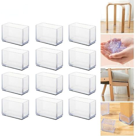 Lot de 12 protections rectangulaires pour pieds de chaise, housses de pieds de meubles, housses de pieds de table (15 x 30 mm) (1/5)
