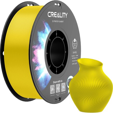 Filamento para impresión 3D, material PETG, inodoro y duradero, amarillo. (1/2)