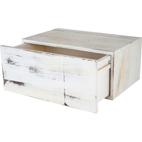 Wandregal Arlon, Schubladen-Regal, Shabby-Look Vintage, 21x46x30cm weiß
