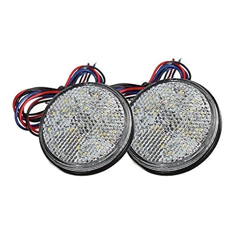 Feux de Remorque Led, 12V Feu Arriere pour Remorque 2PCS remorque voiture Feu de Freinage Réflecteur Rond LED Feu de Gabarit Led pour Camion de Moto Automobile (Blanc) (1/5)