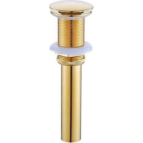 Bonde et accessoires pour vasque et lavabo,Pop-up Rétro Bouchon Bonde de Lavabo Vidange sans Trop-Plein en Laiton Bronzé Universel Valve Draineur d’Evier Vasque Siphon, Or (1/4)