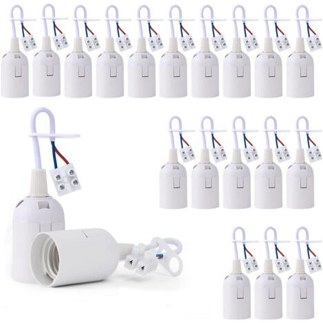 SHINING HOUSE 20 Pièces Douille de Lampe E27 Support Ampoule avec Testeur de Phase, Base de Lumière Douille de Suspension Douille de Chantier Rénovation Douille de Rechange Douille de Bâtiment avec Câ (1/5)
