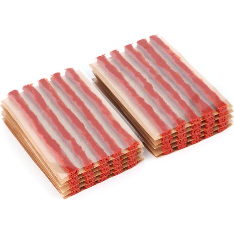 50 pièces 100x6mm Bouchon de réparation pneu tubeless Bande de caoutchouc d'étanchéité Outil de réparation crevaison pour auto moto Marron (1/5)