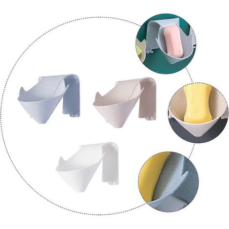 Porte-savon mural avec égouttoir, lot de 3, couleurs assorties-AquaForge (1/4)