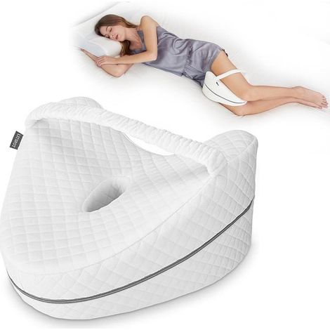 Oreiller pour les jambes, oreiller orthopédique pour les genoux, oreiller ergonomique en mousse à mémoire de forme pour un sommeil réparateur et un soulagement des points de pression - Hanches, jambes (1/5)