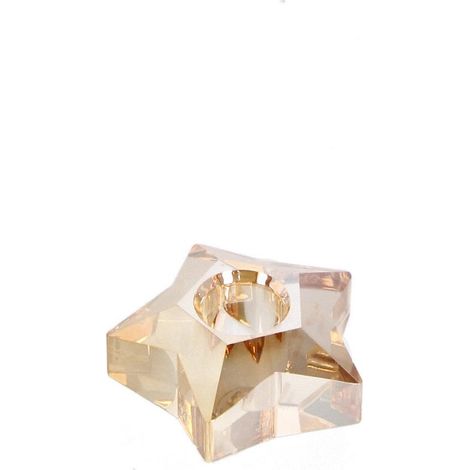 Bizzotto Portacandela di Natale Eldrid Stella H 4 Cm D 7,5 Cm Vetro Ambra