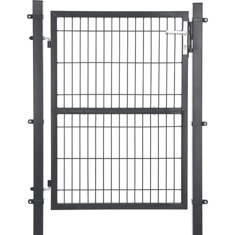 Songmics – Portillon en acier galvanisé 125 x 106 cm – Serrure en cuivre et poignée inox – Résistant aux intempéries – GGD175GY (1/5)