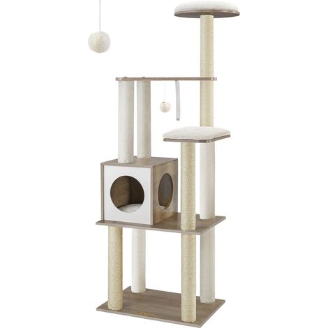 Arbre à Chat, Tour de Jeux Moderne 165 cm, 9 Griffoirs (1/5)