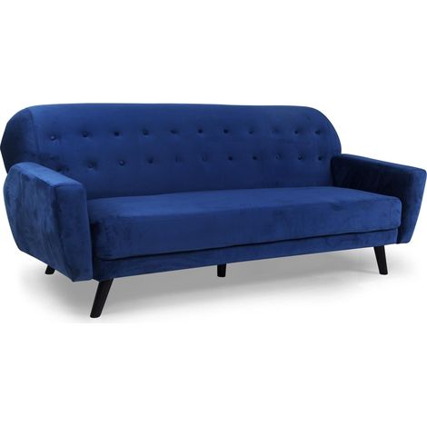 Canapé convertible clic-clac scandinave Helios velours Bleu