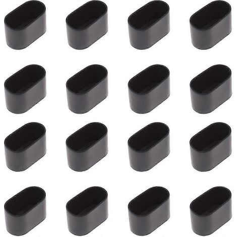 16 protège-pieds ovales pour tables et chaises, en caoutchouc flexible, revêtement de sol pour meubles résistant aux rayures (40x20 mm), noir. (1/5)