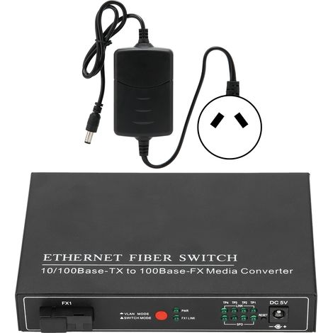 Commutateur Ethernet Fibre 4 Ports TBC‑MC3414ES20A, Prise en Main Simple, Robuste et Stable pour Réseau Informatique, Alimentation 100‑240V Prise AU (1/5)
