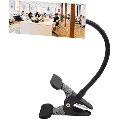 Espejo de seguridad con clip, espejo convexo para seguridad personal y monitores de seguridad en la parte posterior del escritorio o en cualquier lugar (6,69" x 2,95", rectangular) (1/4)