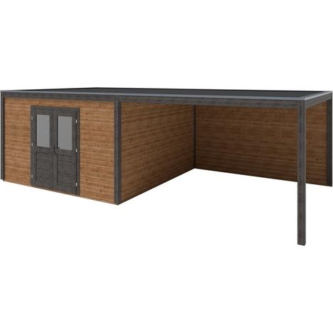 Abri de jardin en bois Nova 8.06x4.09m - 32.96m2 - Ep. 28mm - Traité (1/3)